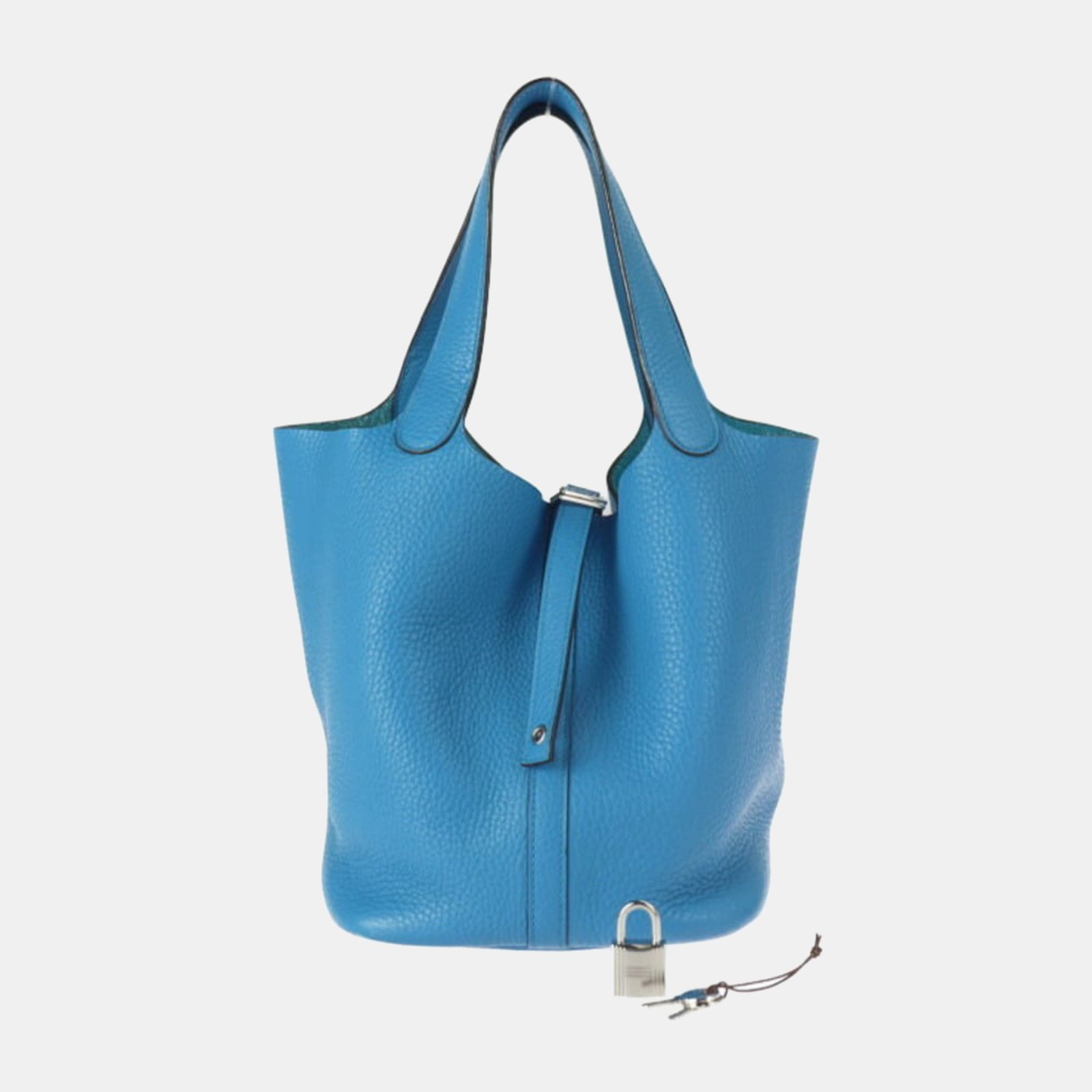 Hermes  Blue Hydra Taurillon Clemence Picotin Lock 22 Handbag