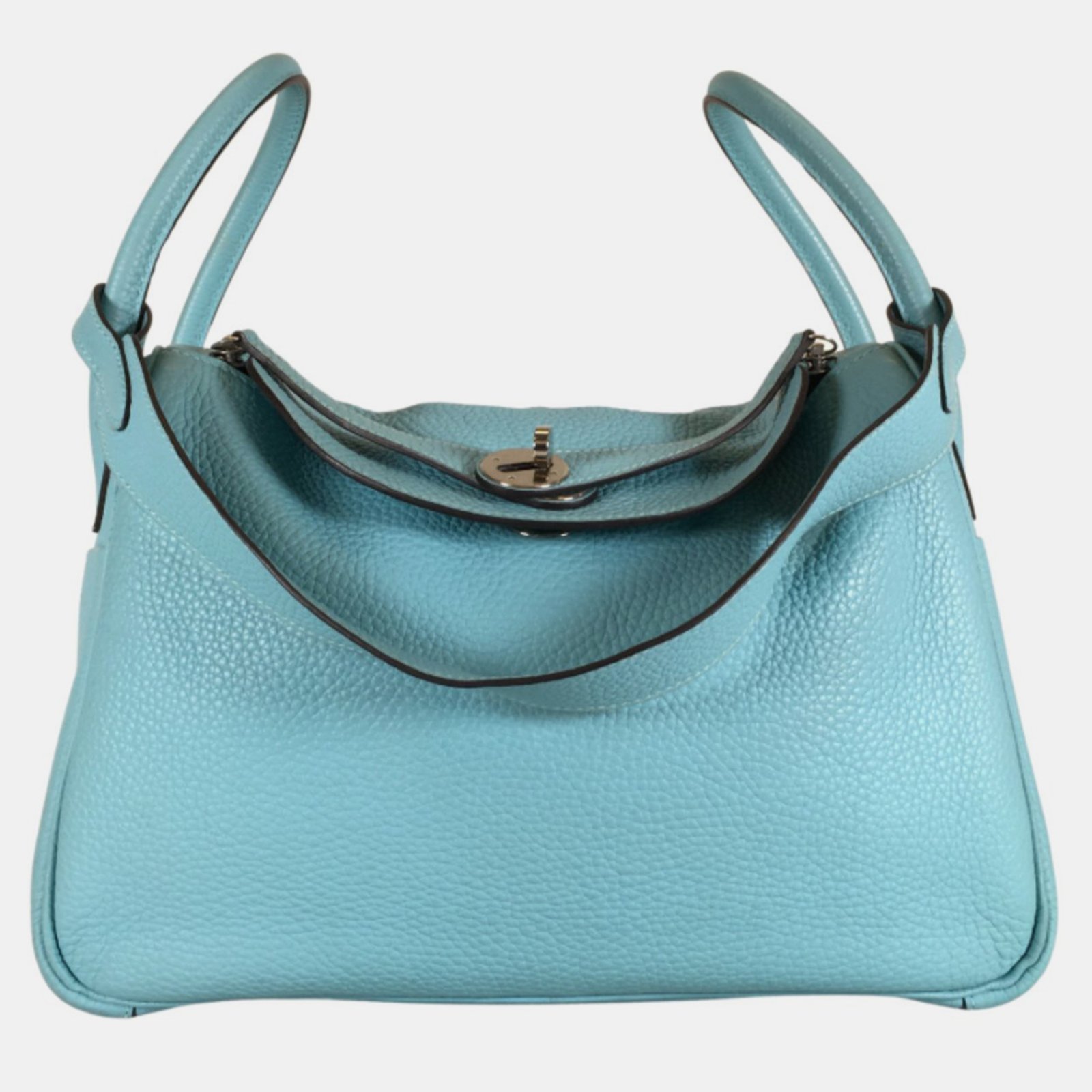 Hermes Blue Atoll Clemence Lindy 30 Handbag