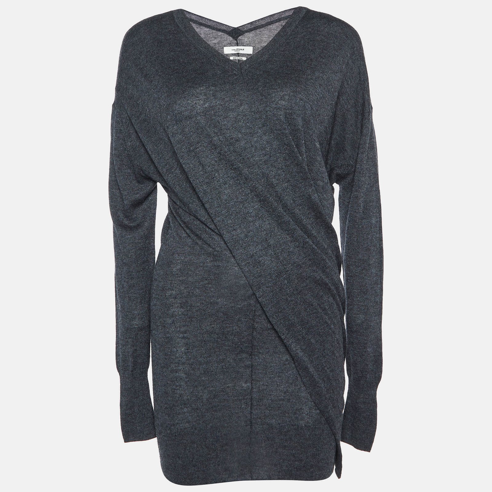 Isabel Marant Etoile Grey Wool Blend Draped Mini Dress XS