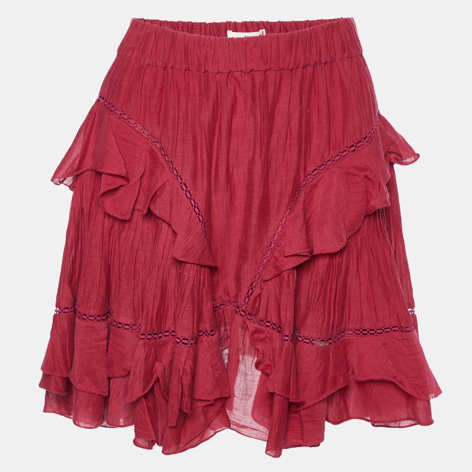 Isabel Marant Etoile Pink Cotton Ruffled Mini Skirt S