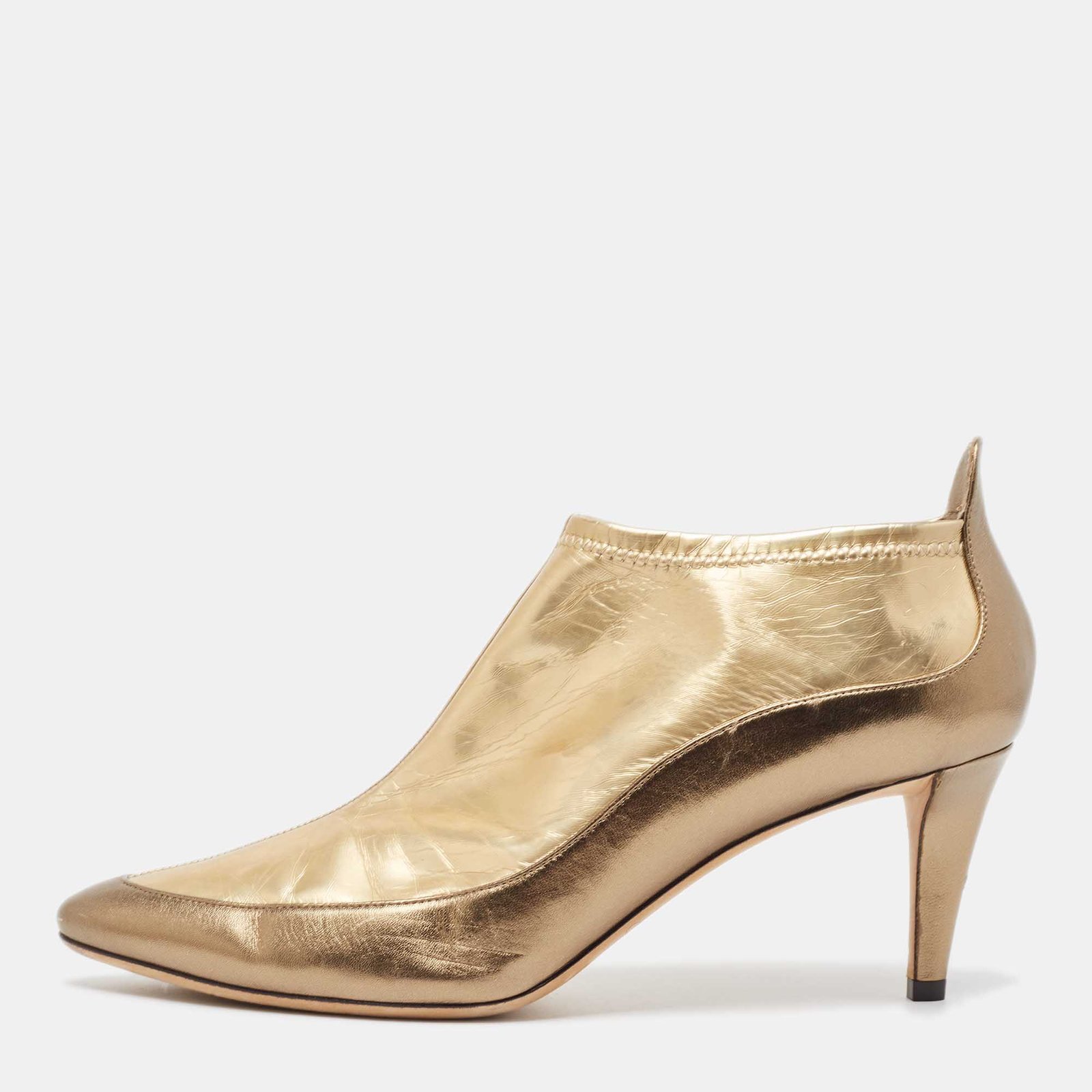 Jimmy Choo Gold Leather Dierdre Booties Size 41