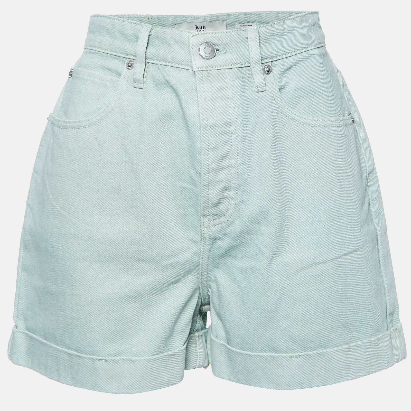 Kith Light Green Denim Diana Cuffed Shorts S