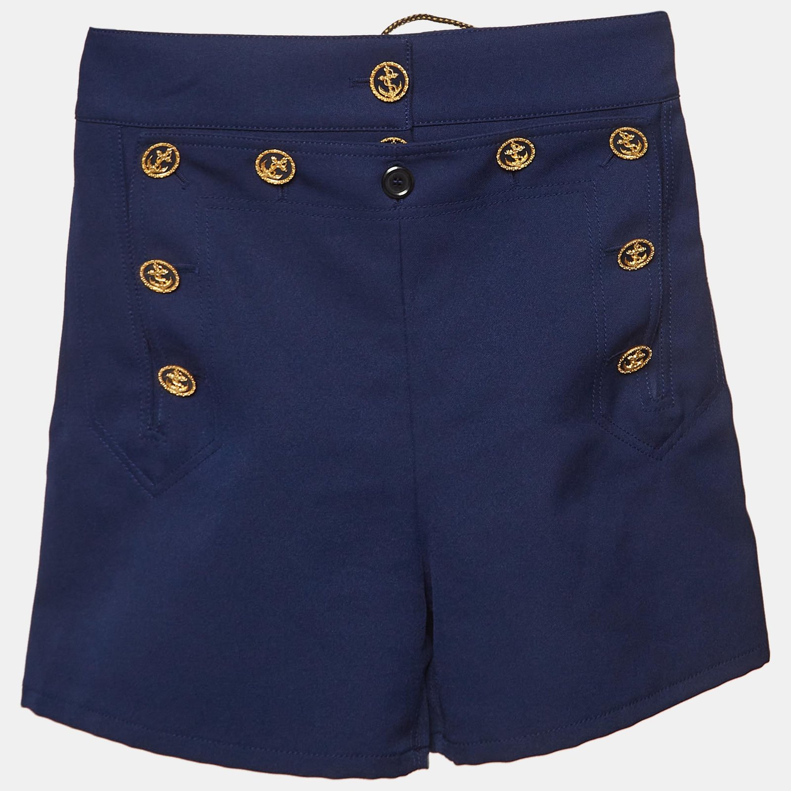 Louis Vuitton Navy Button Detailed Shorts S