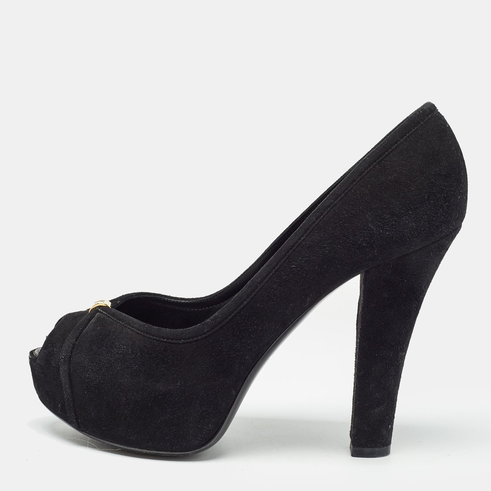 Louis Vuitton Black Suede Kimono Peep Toe Pumps Size 35.5