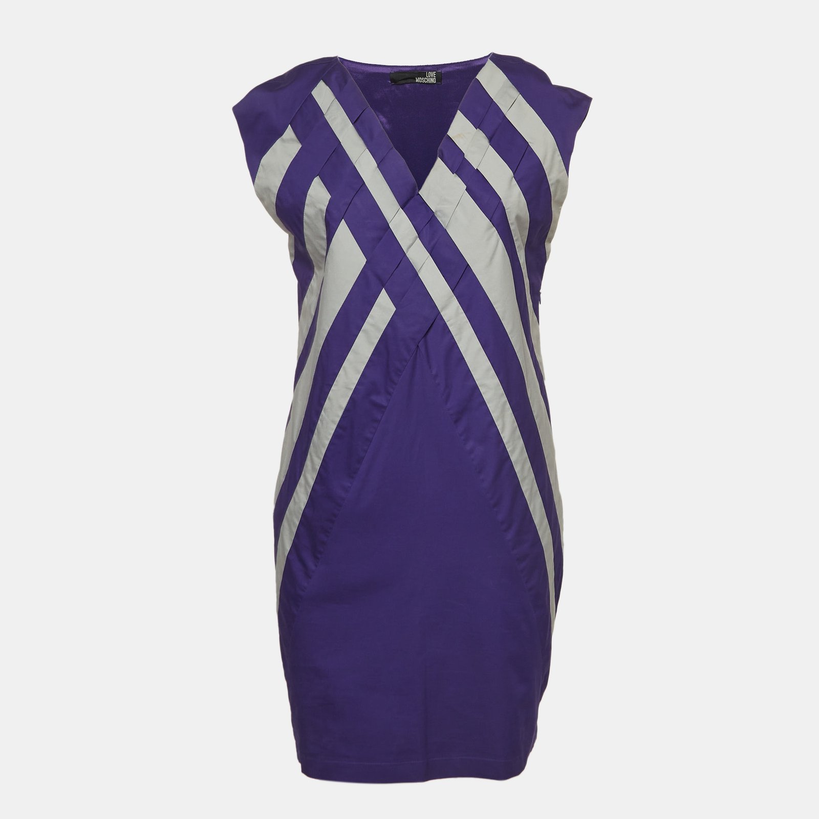 Love Moschino Purple Poplin Braided Detail Shift Dress M