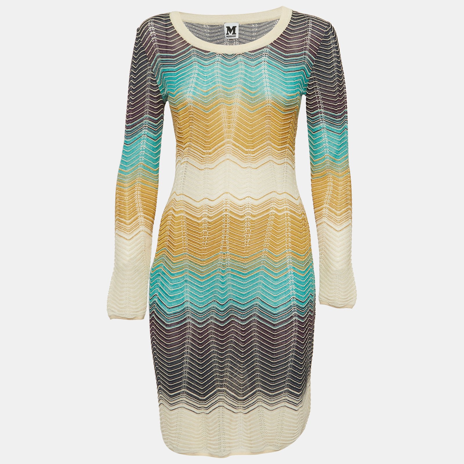 M Missoni Chevron Pattern Knit Mini Dress S