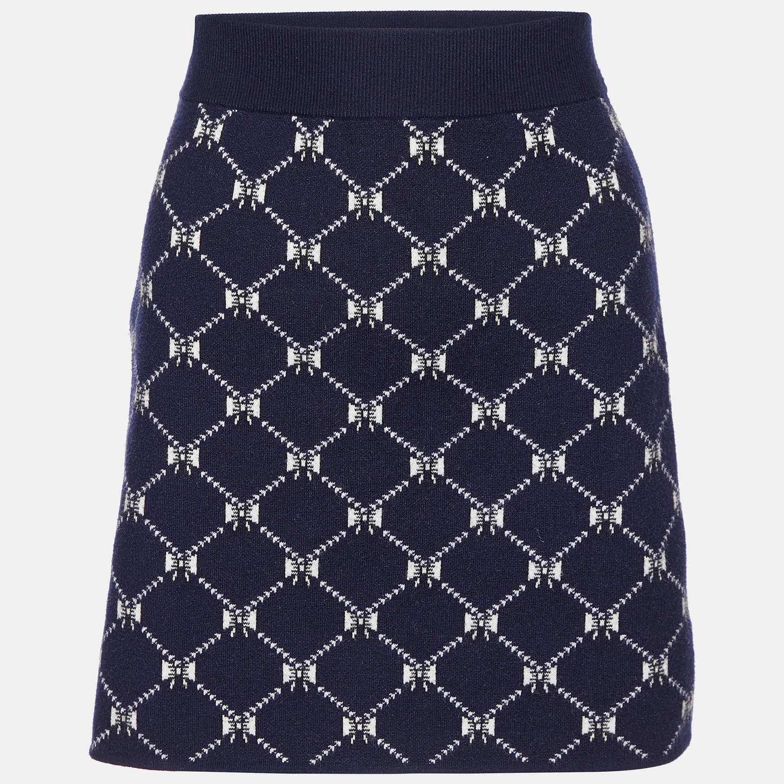 Maje Navy Blue Jacquard Knit Mini Skirt S