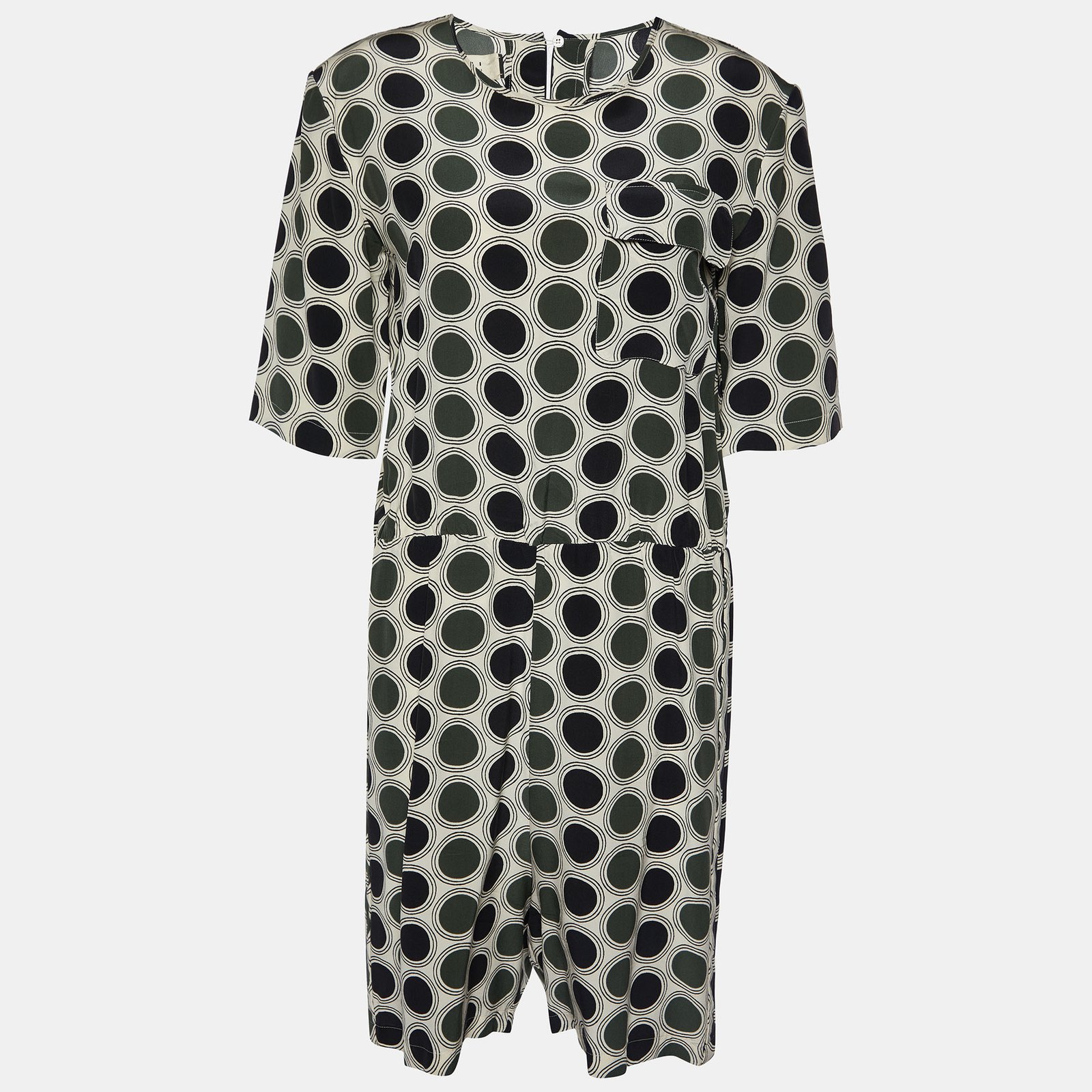 Marni Cream Dot Print Silk Playsuit S