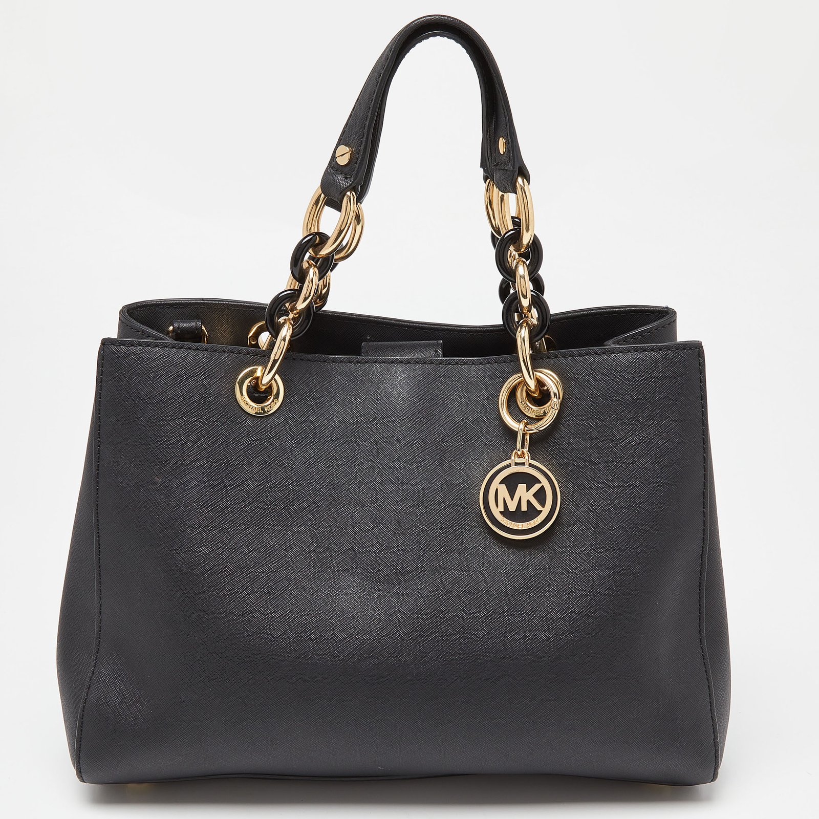 MICHAEL Michael Kors Black Saffiano Leather Medium Cynthia Tote