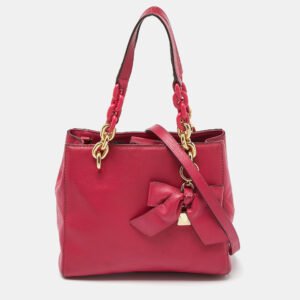 MICHAEL Michael Kors Pink Leather Mini Cynthia Bow Tote