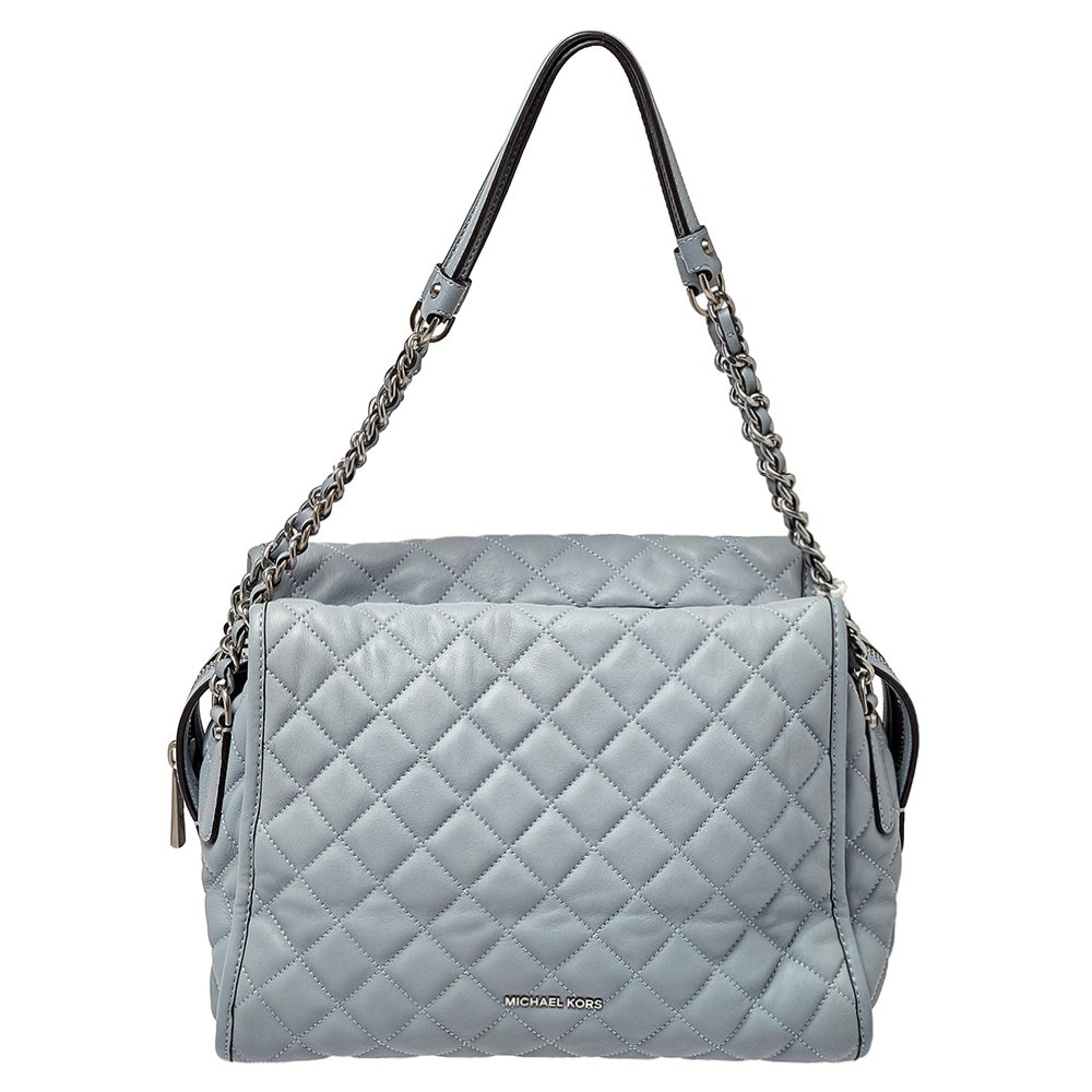 MICHAEL Michael Kors Blue Quilted Leather XL Rachel Satchel