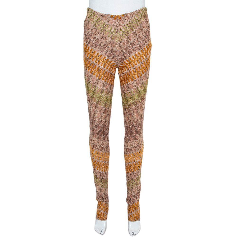 Missoni Multicolor Crocheted Knit Straight Leg Trousers S