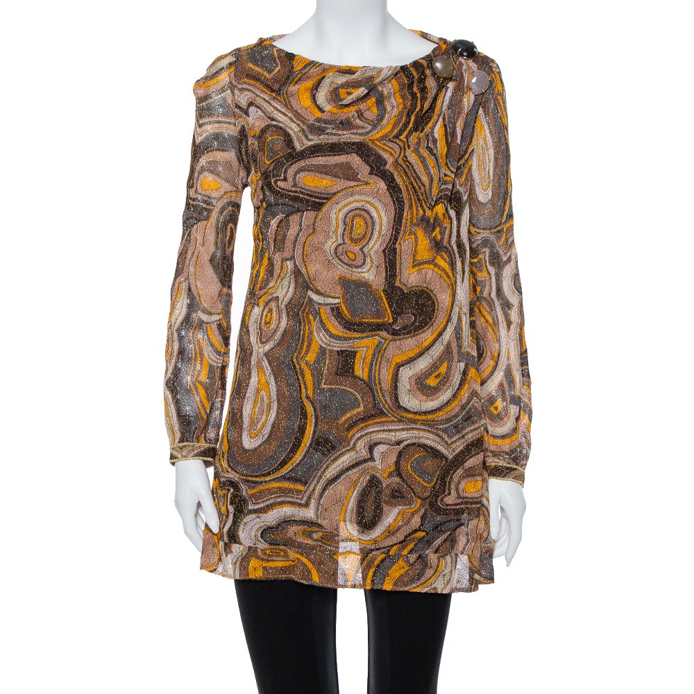 Missoni Multicolor Lurex Knit Bead Embellished Tunic M