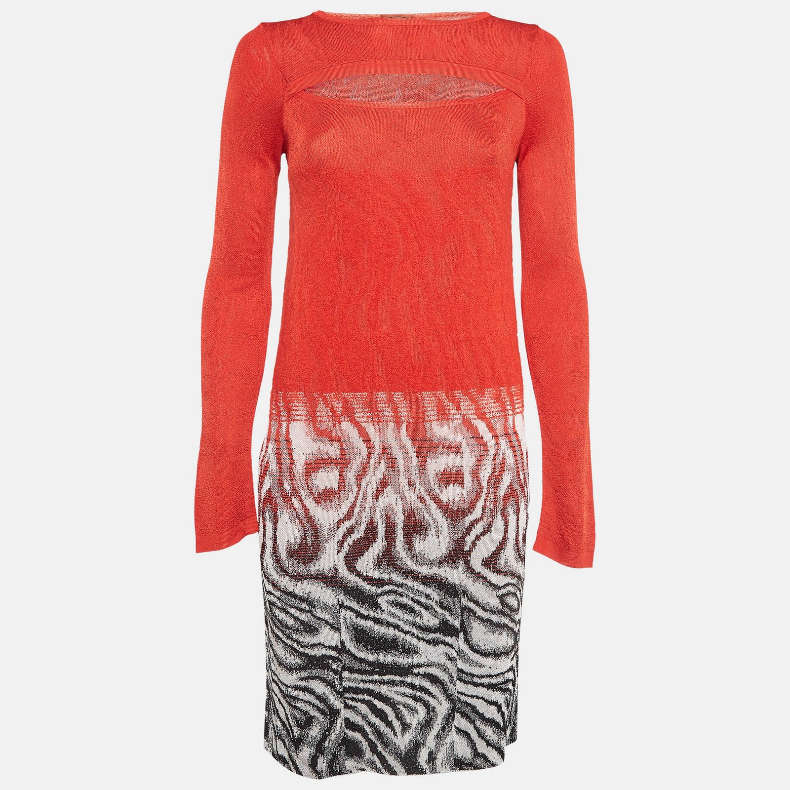 Missoni Red Patterned Wool Blend Knit Mini Dress S