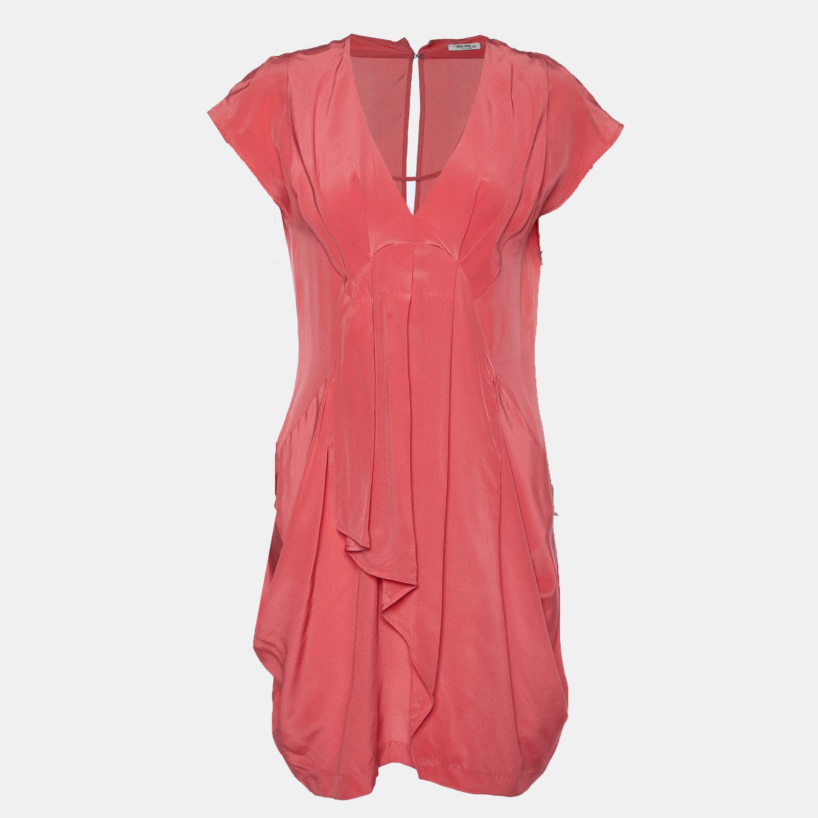 Miu Miu Pink Chiffon Drape Style Mini Dress S