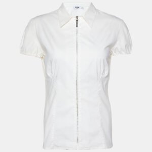Moschino Jeans White Cotton Top & Checked Skirt Set M
