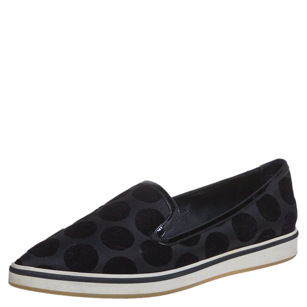 Nicholas Kirkwood Black Velvet And Patent Leather Pointed Toe Flats Size 36