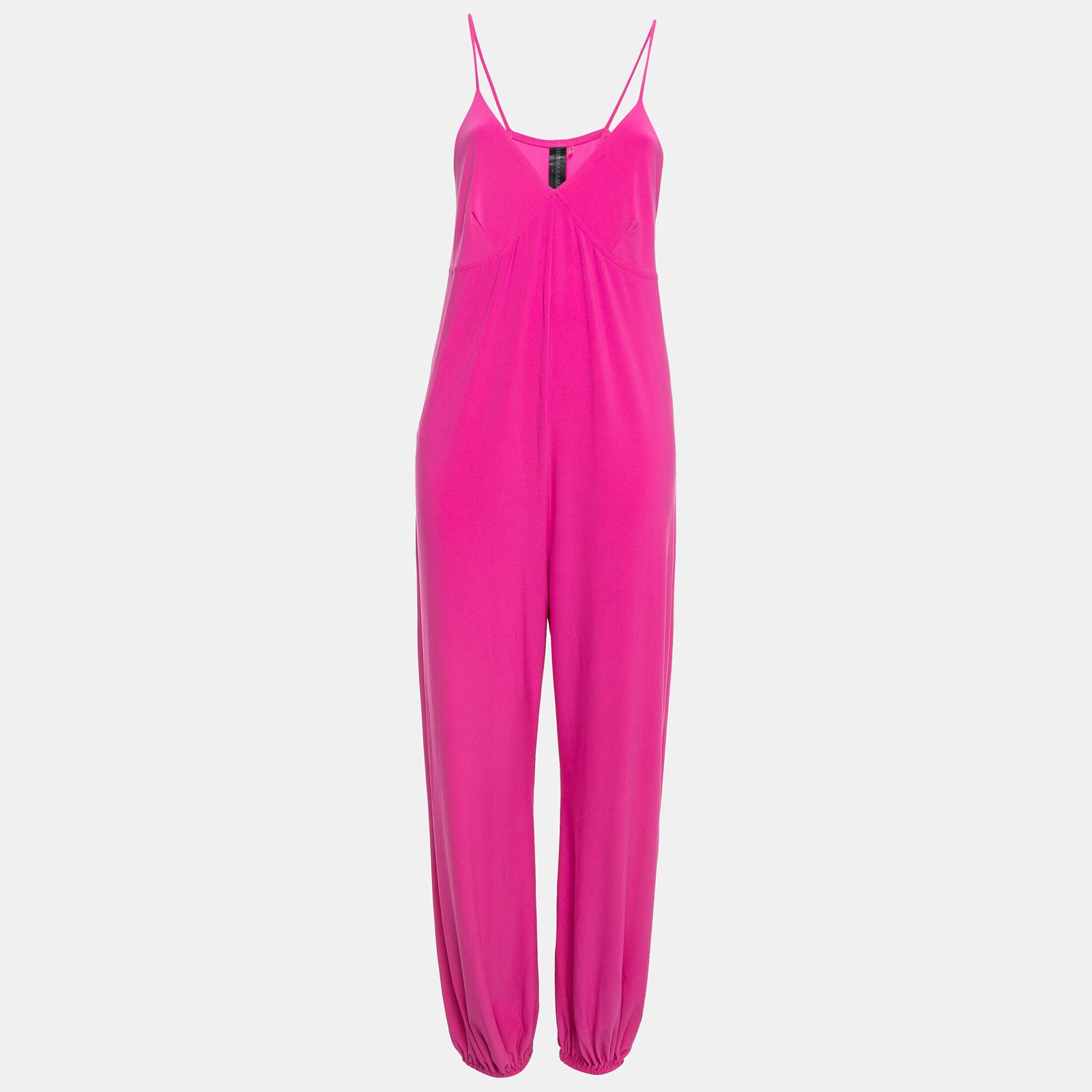 Norma Kamali Pink Lycra Slip Jog Jumpsuit L