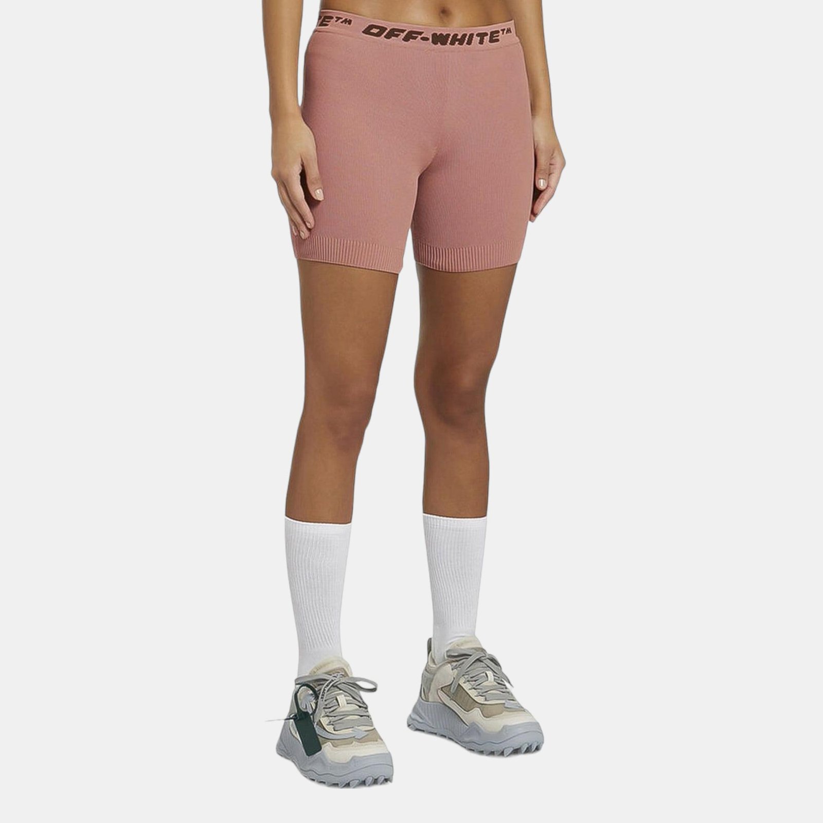 Off-White Pink  Logo Band Shorts M