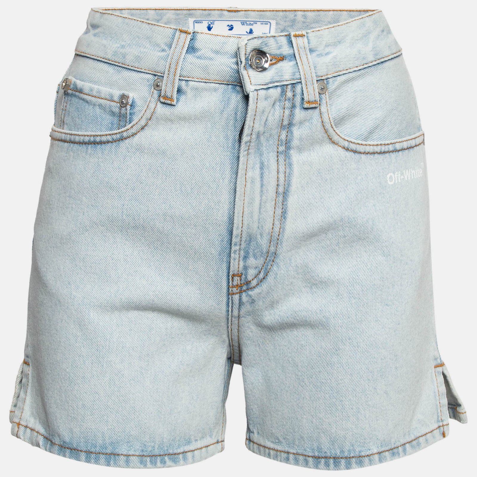Off-White Blue Denim Diag Straight Shorts S