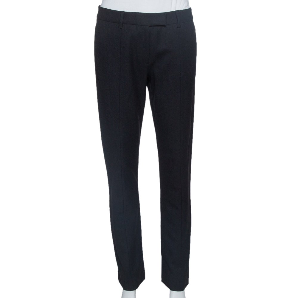 Prada Black Wool Tapered Trousers M