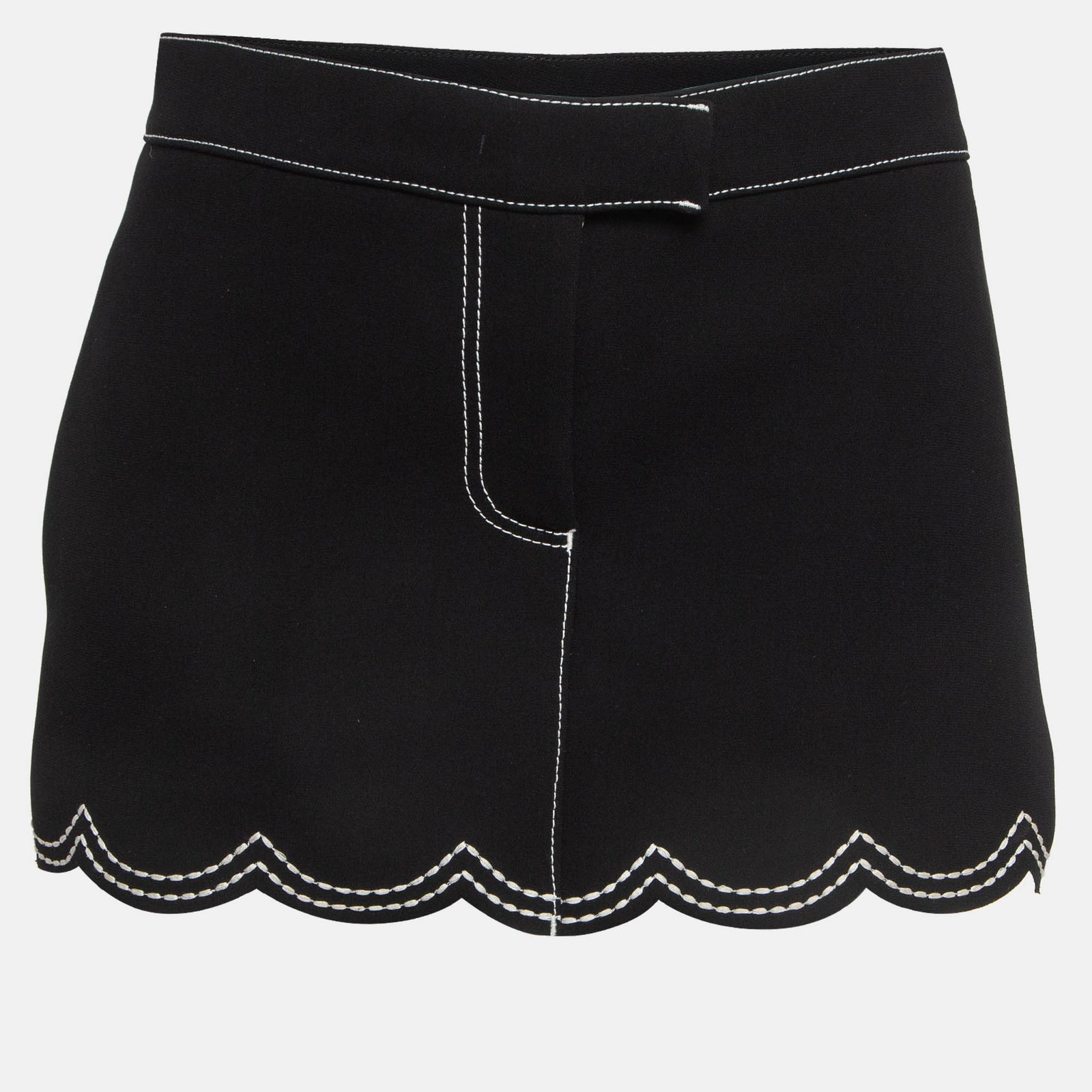RED Valentino Black Crepe Scallop Skirt Effect Shorts M