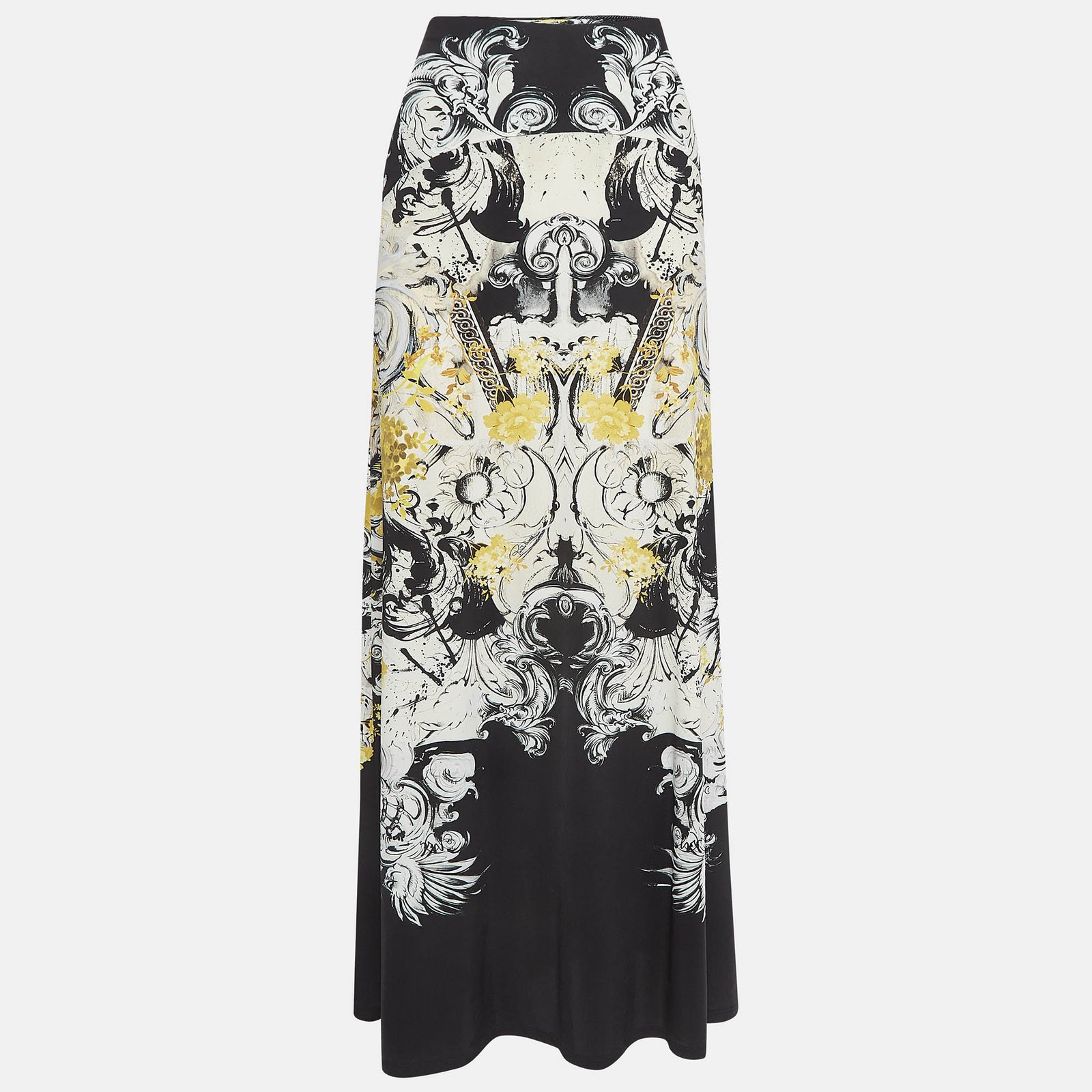 Roberto Cavalli Multicolor Printed Jersey Flared Maxi Skirt M