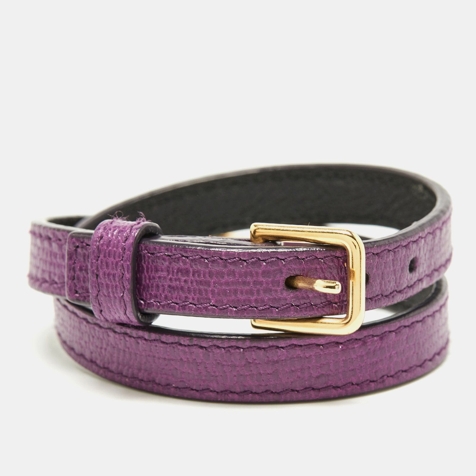 Saint Laurent Paris Chyc Leather Gold Tone Bracelet