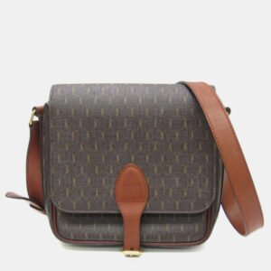 Saint Laurent Monogram All Over Coated Canvas and Leather Medium Buckle Satchel Bag
