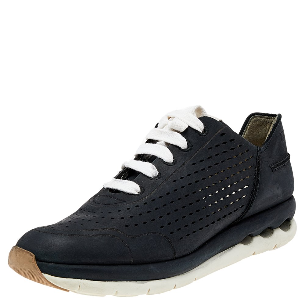 Salvatore Ferragamo Black Leather Low Top Sneakers Size 38