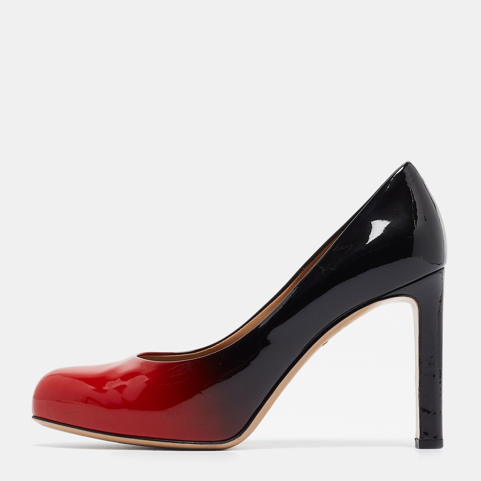 Salvatore Ferragamo Red/Black Ombre Patent Leather Platform Pumps Size 38