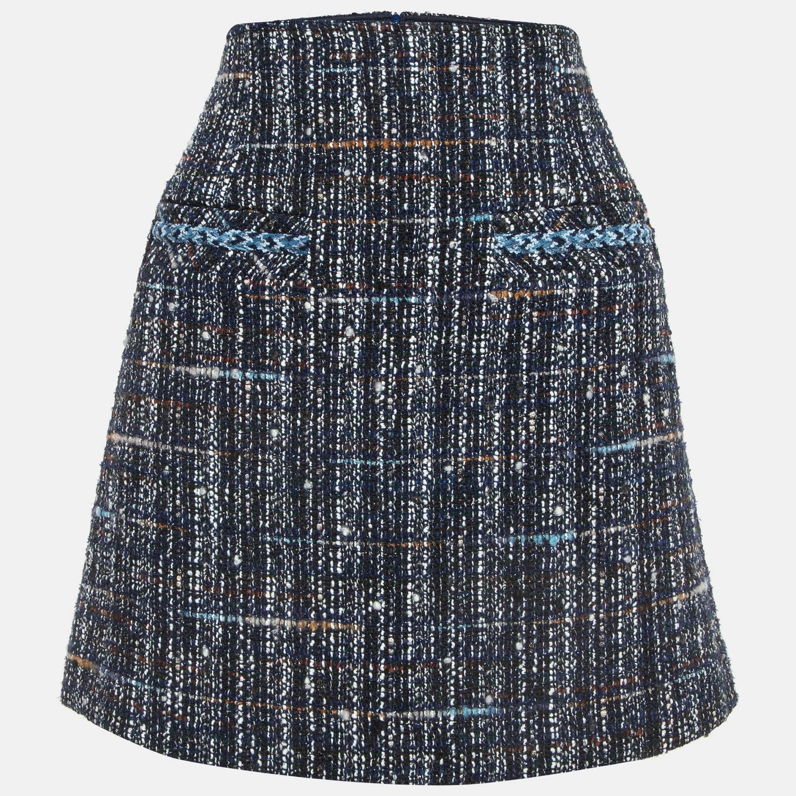 Sandro Navy Blue Tweed Mini Skirt M