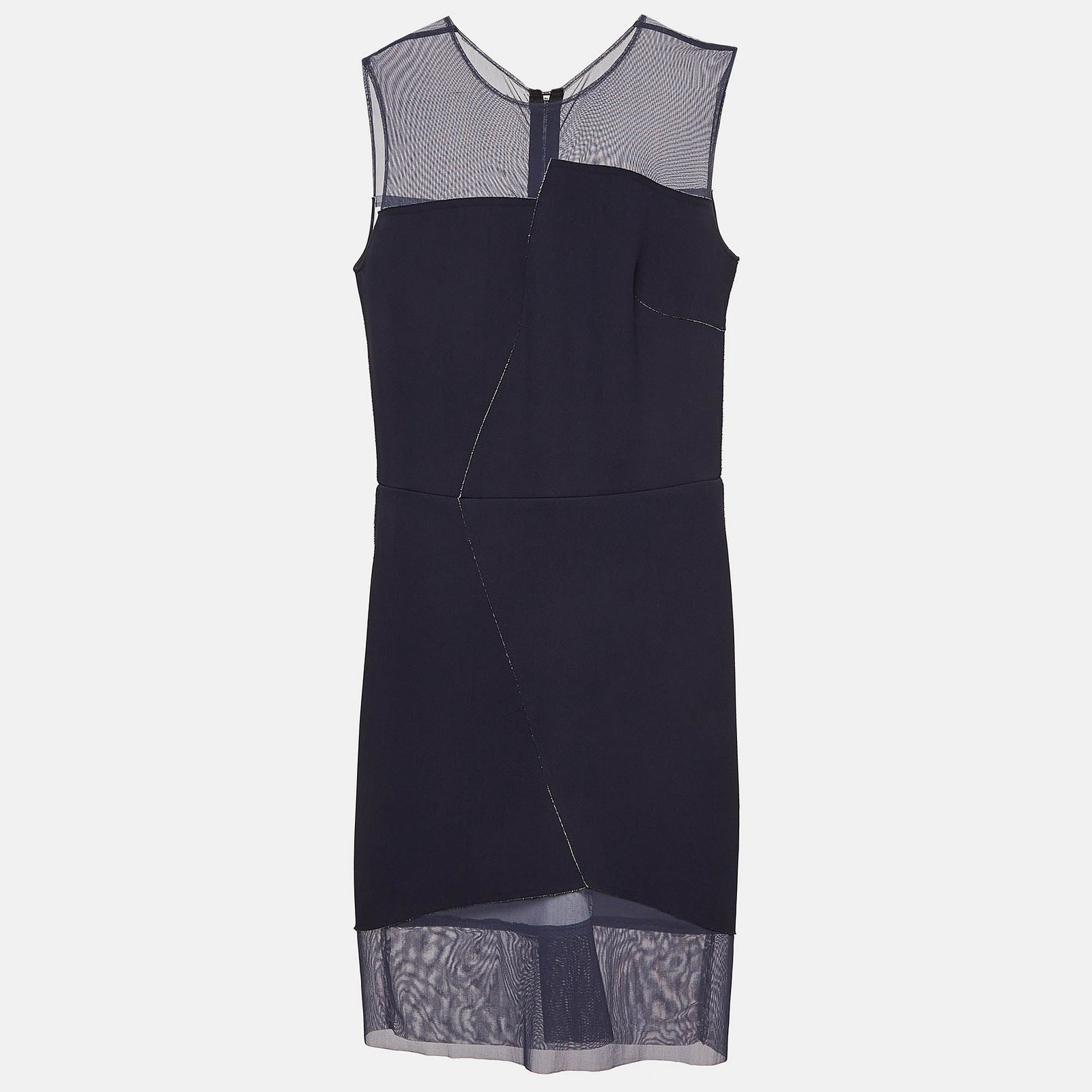 Sandro Navy Blue Crepe Sleeveless Sheath Dress S
