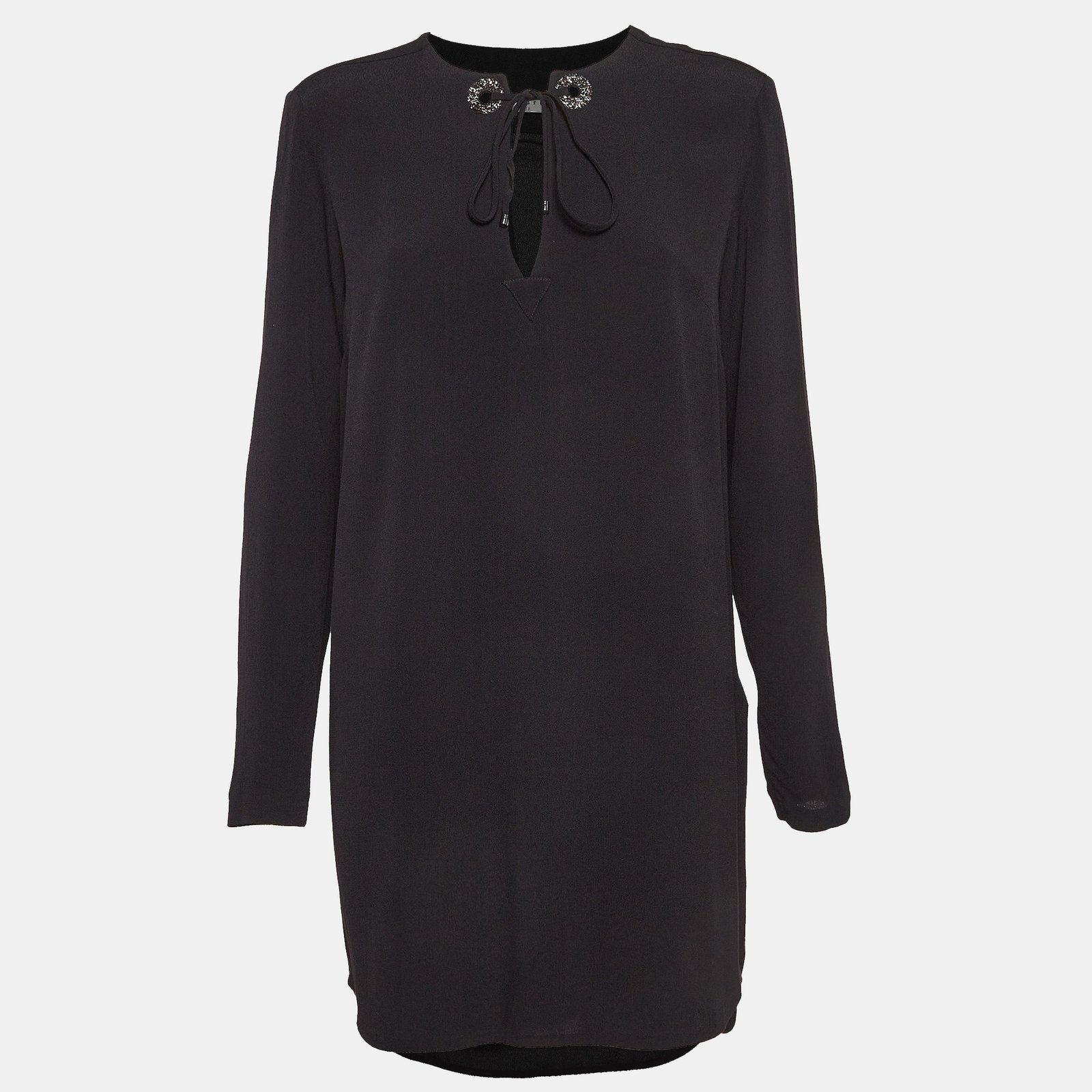 Sandro Black Black Crystal Embellished Crepe Tunic Dress L