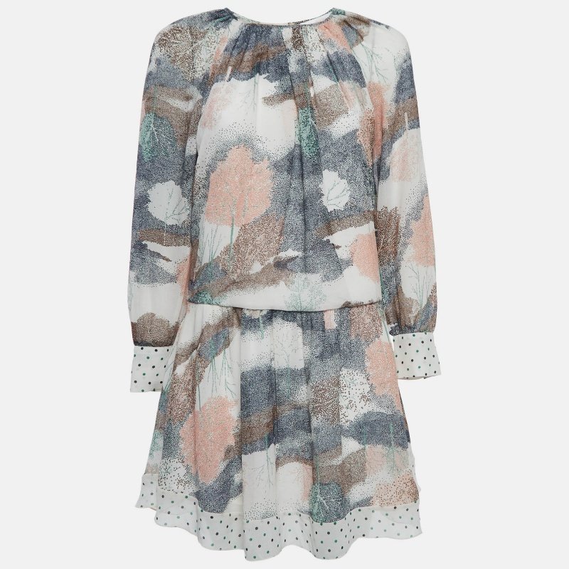 See by Chloe Multicolor Printed Crepe Raglan Sleeve Mini Dress S