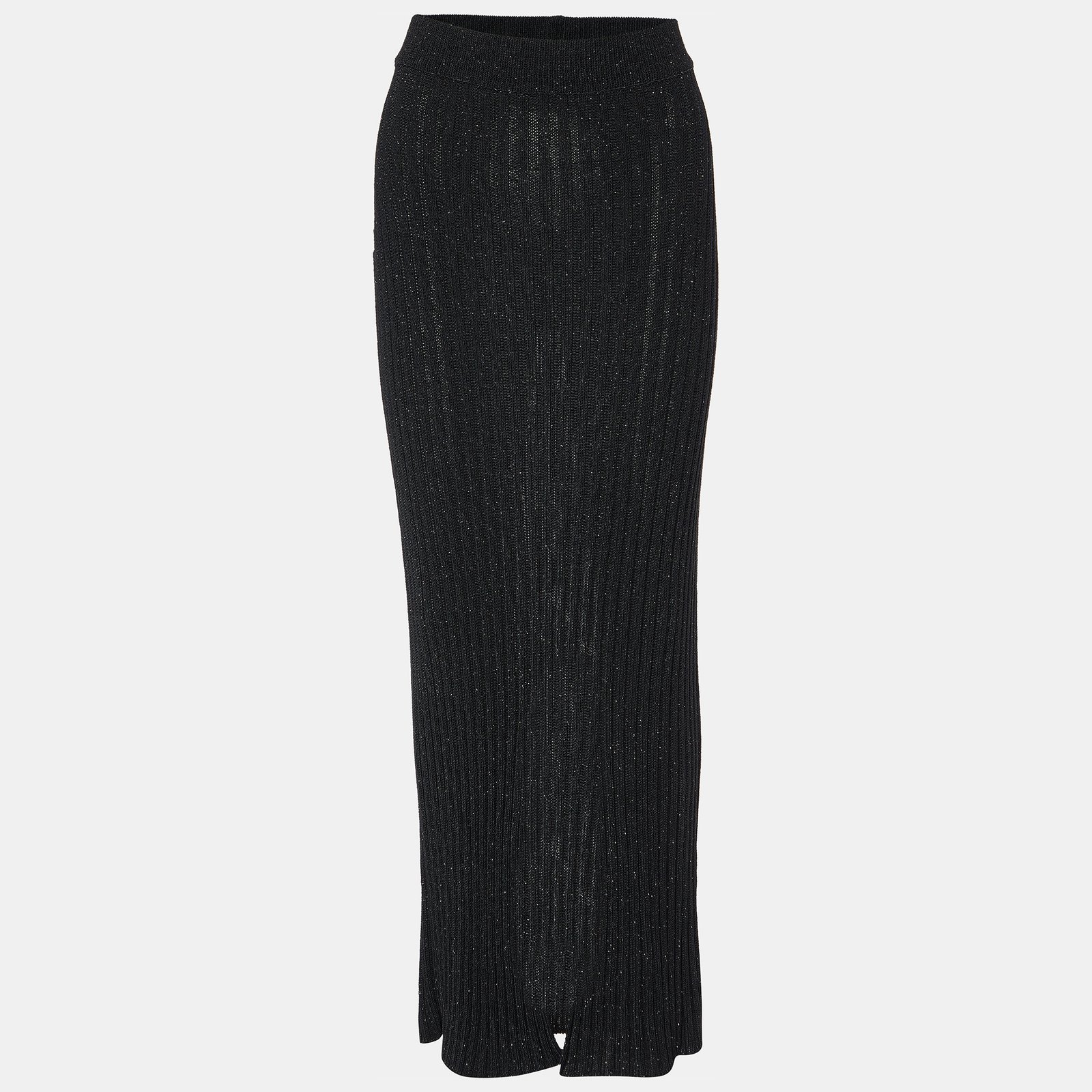 See by Chloe Black Lurex Rib Knit Maxi Skirt L
