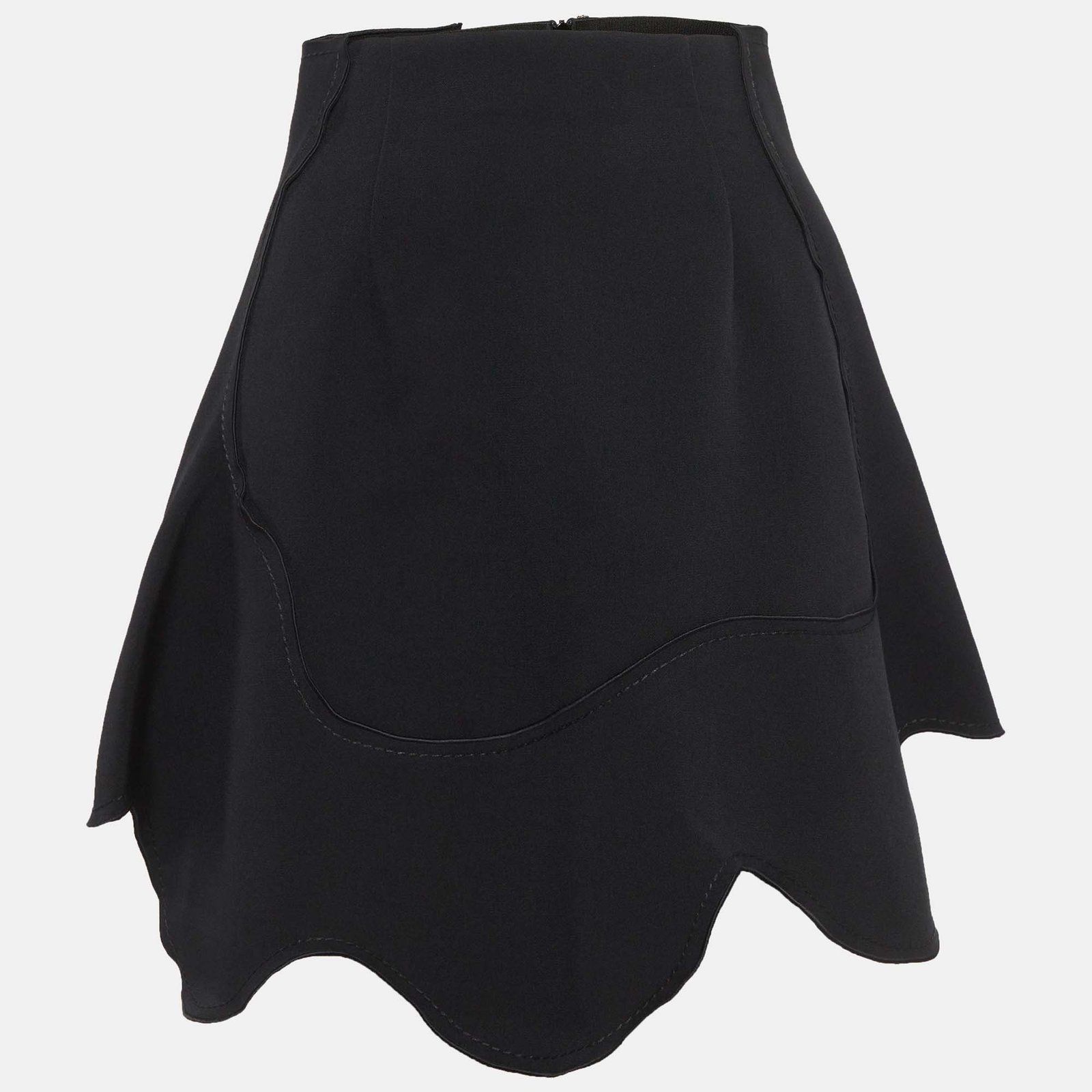 Sportmax Black Crepe Asymmetric Mini Skirt S