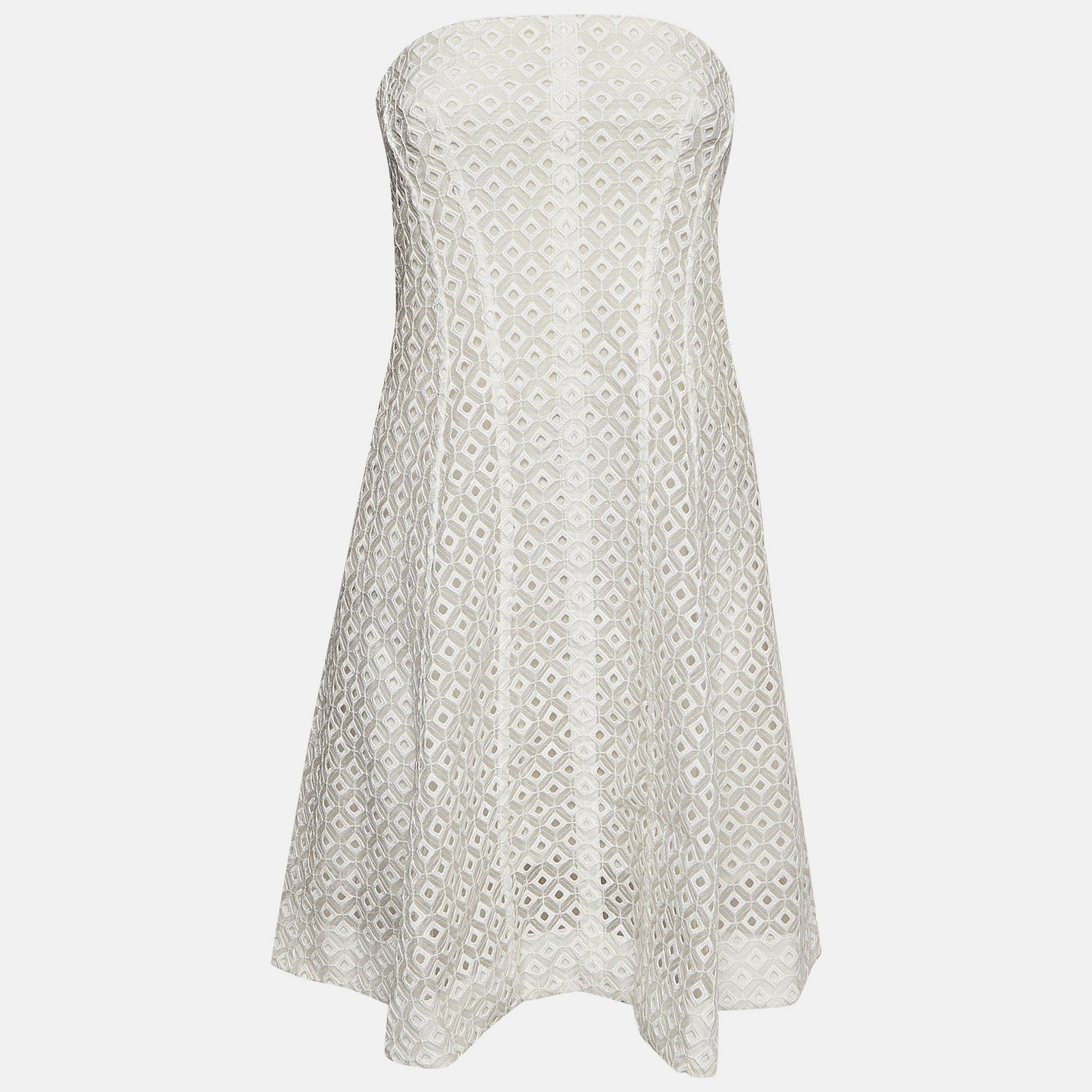 Stella McCartney White Broderie Cotton Tube Mini Dress M