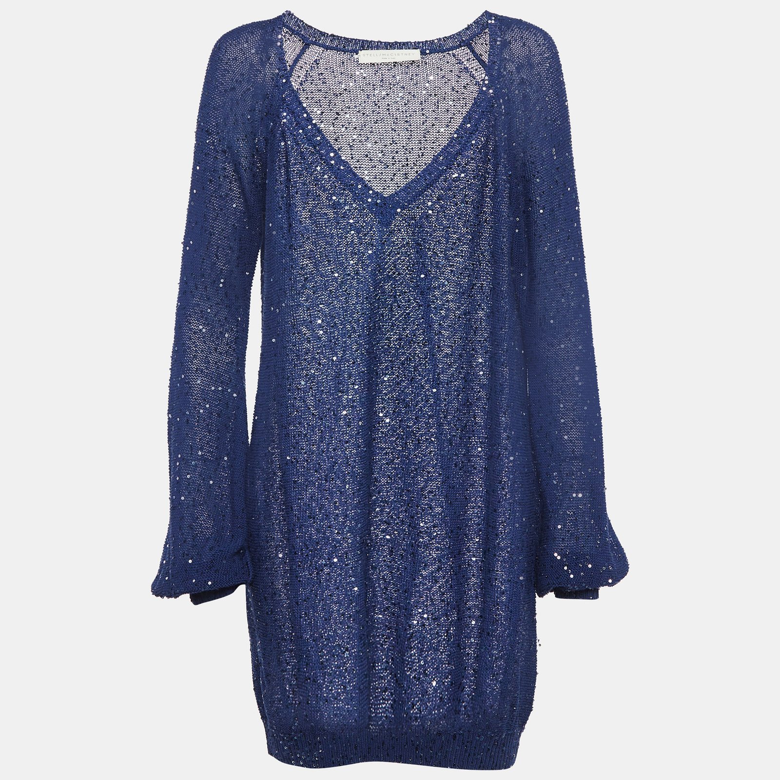 Stella McCartney Navy Blue Sequin Knitted Mini Dress M