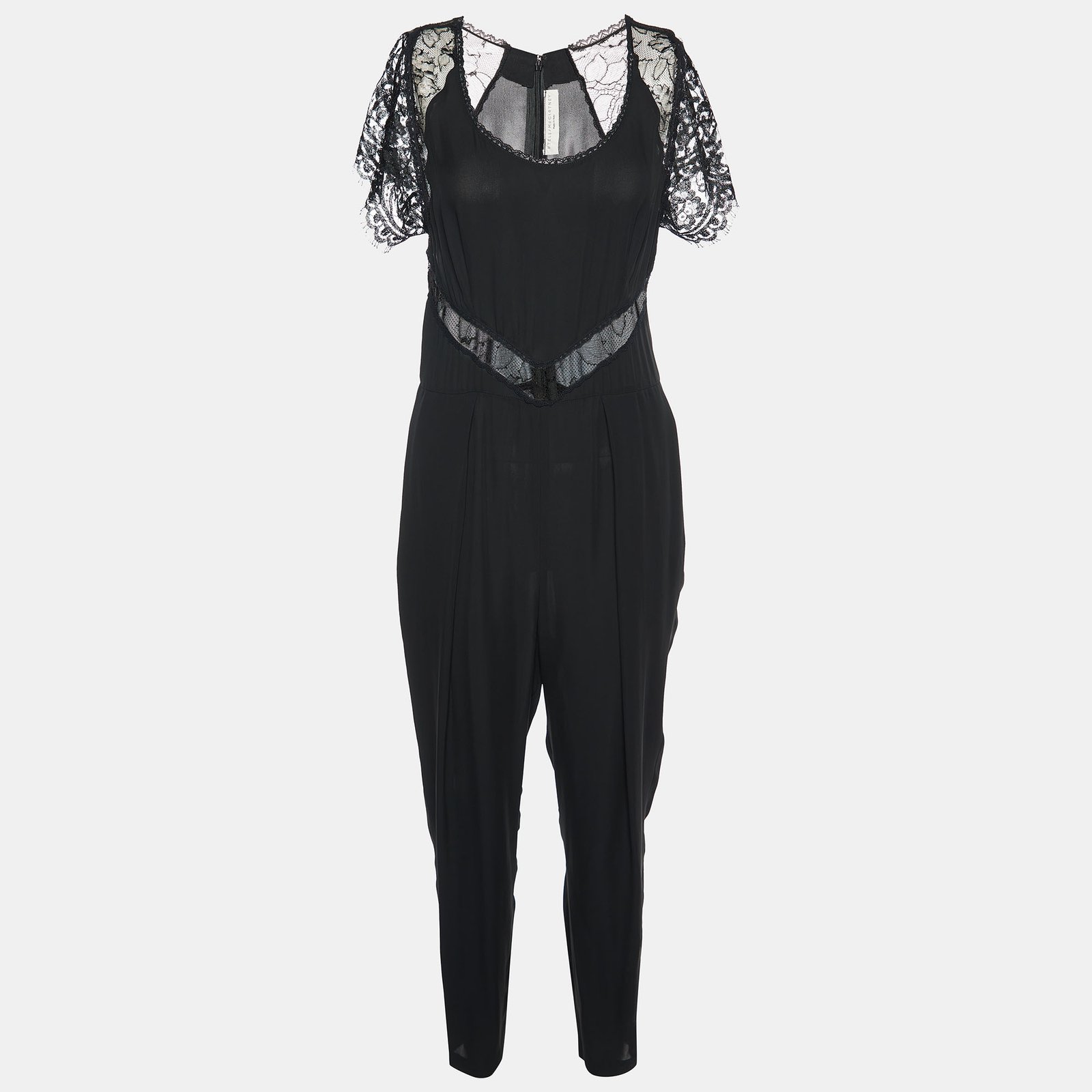 Stella McCartney Black Lace & Georgette Jumpsuit M