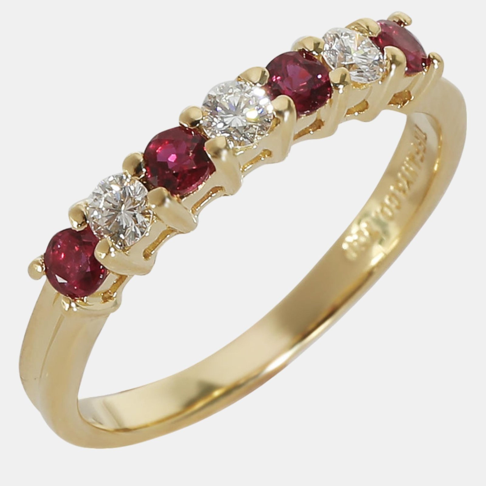 Tiffany & Co. 18k Yellow Gold Vintage Ruby & Diamond Band in 0.18 CTW