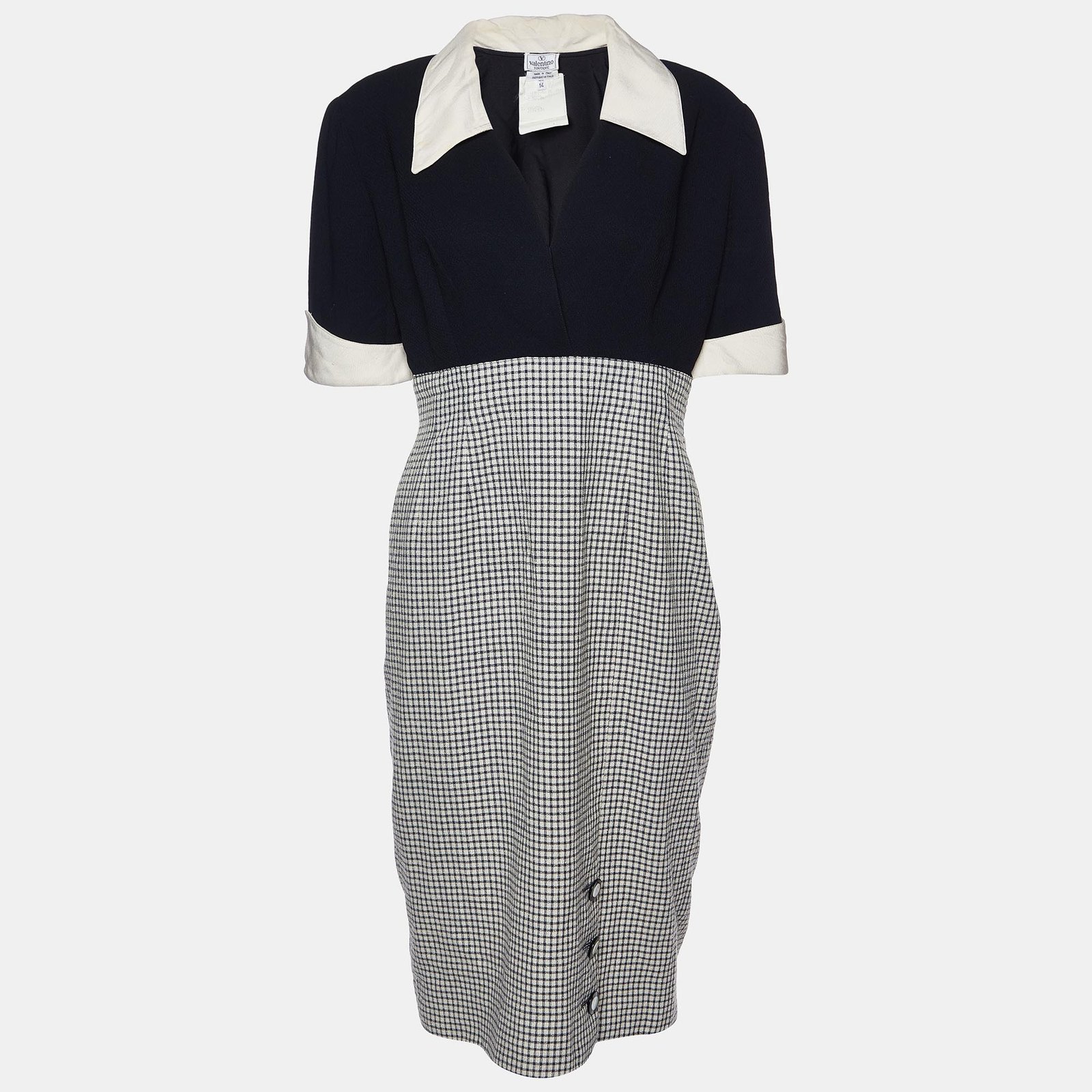 Valentino Boutique Vintage Black Wool Midi Dress XL