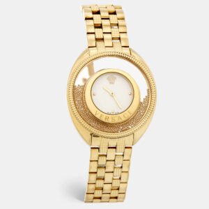 Versace White Yellow Gold Plated Stainless Steel Destiny Spirit 86Q70D002S070 Women's Wristwatch 39 mm