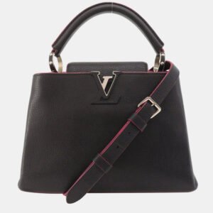 Louis Vuitton Black/Pink Leather Capucines BB Top Handle Bag