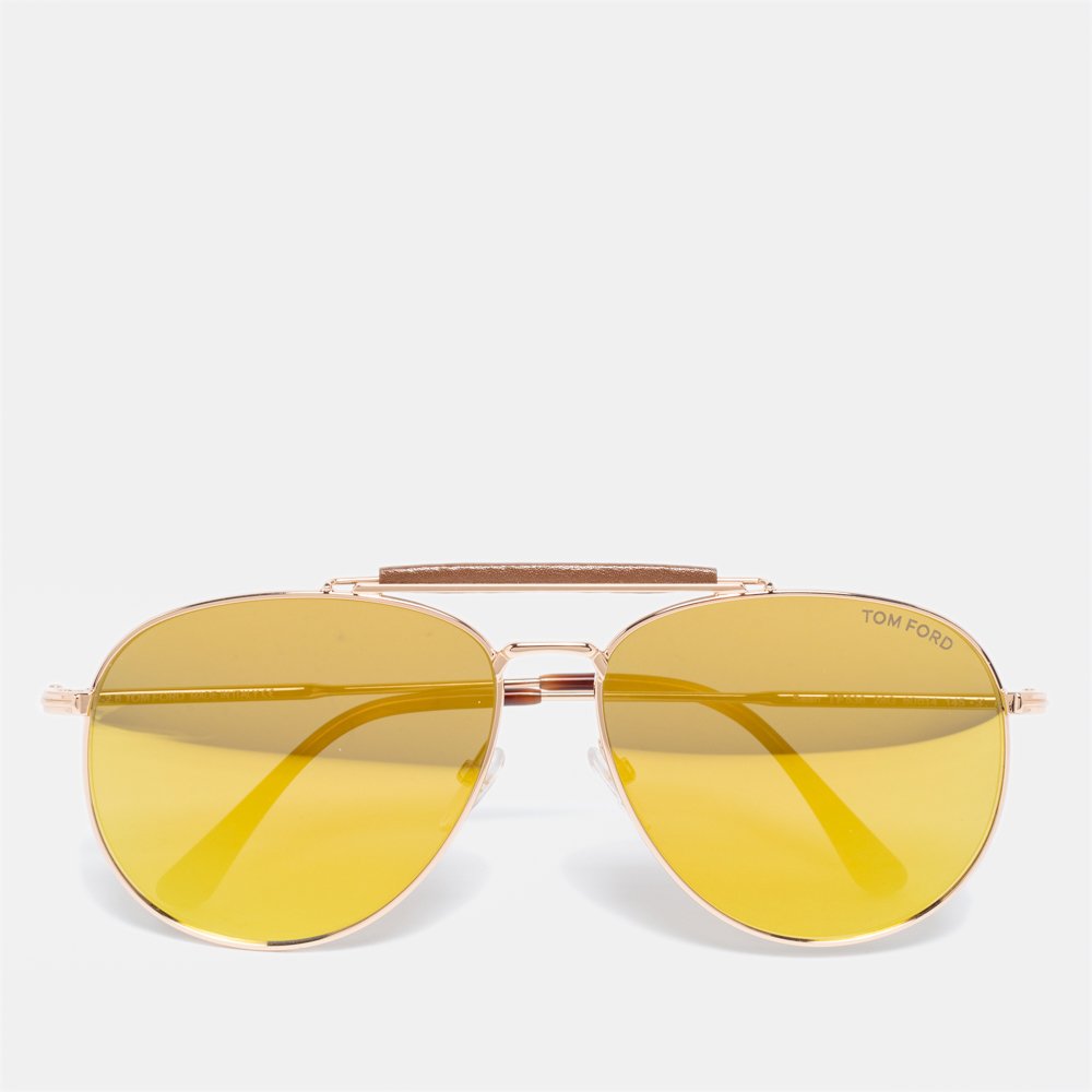 Tom Ford Havana Brown Sean TF536 Aviator Mirrored Sunglasses