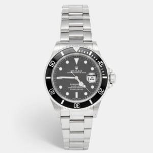 Rolex Black Stainless Steel Submariner 16610 Men's Wristwatch 40 mm