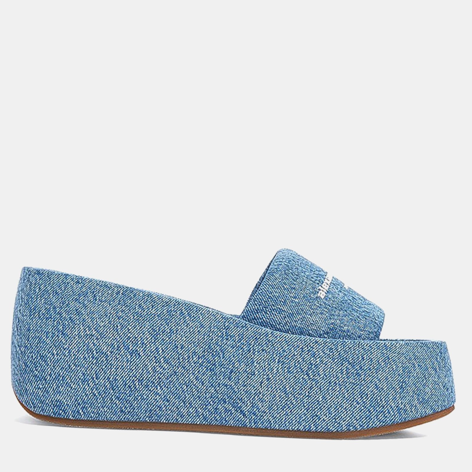 Alexander Wang Denim Blue Canvas Taji Platform Sandal EU 38.5