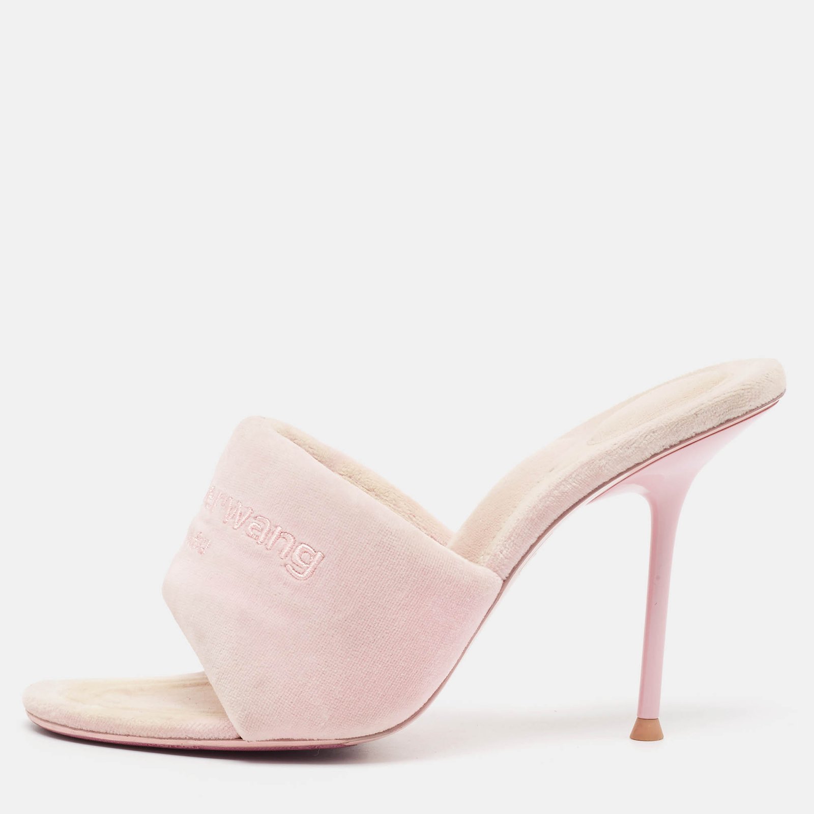 Alexander Wang Pink Faux Fur Slide Sandals Size 38
