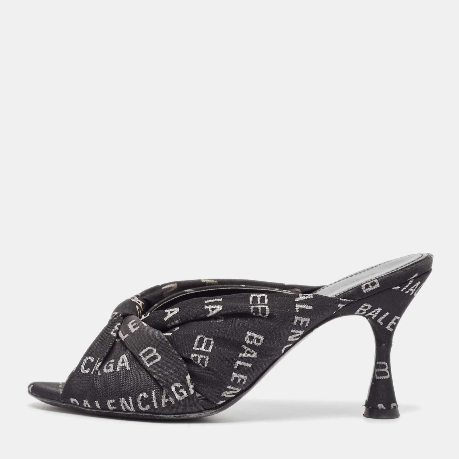 Balenciaga Black Canvas Slide Sandals Size 37