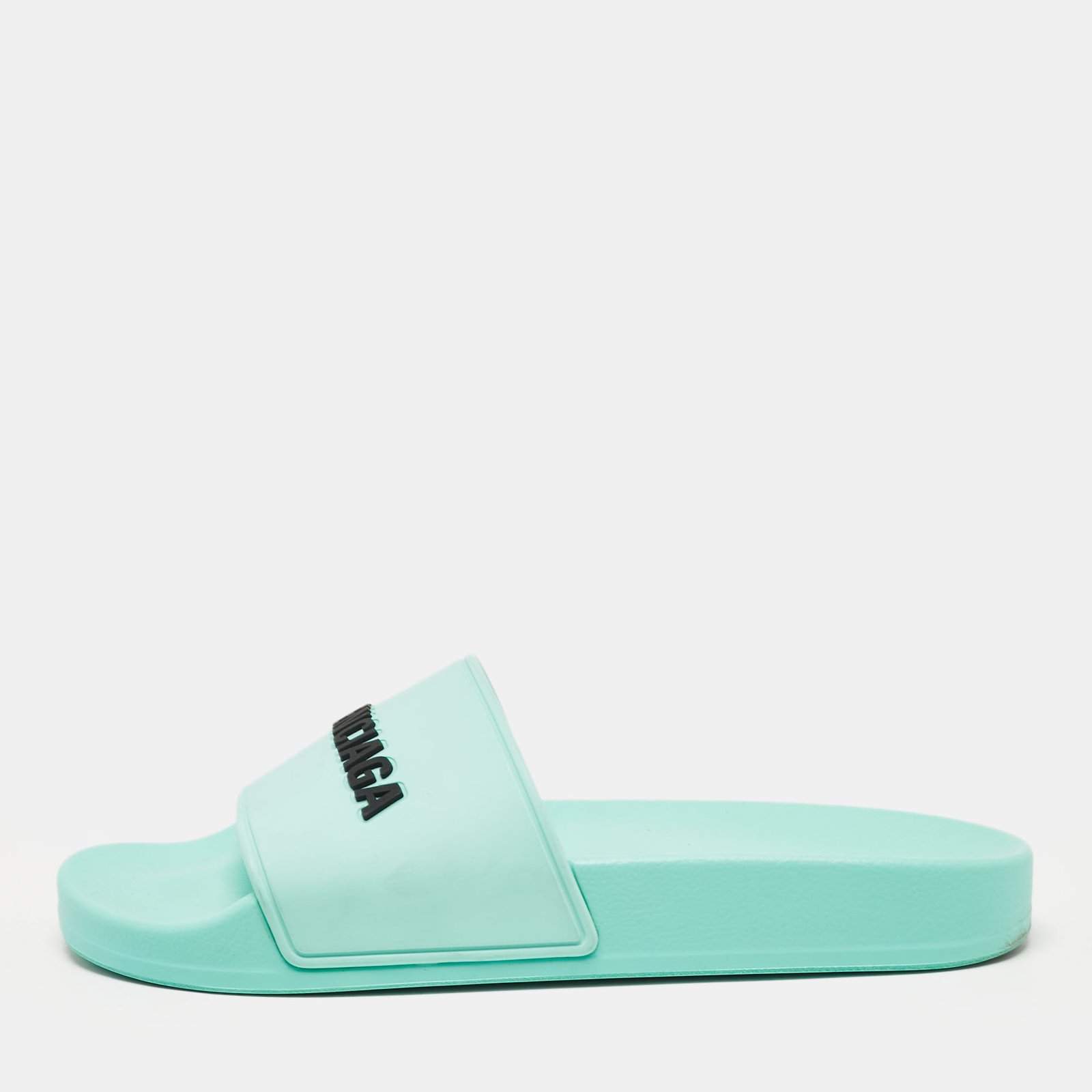 Balenciaga Blue Rubber Pool Slides Size 35